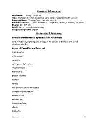 Personal Information Professional Summary