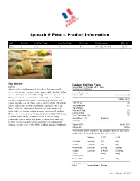Spinach & Feta — Product Information
