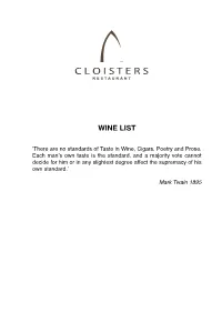 View Wine Menu