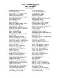 Georgia State Pledging Pool Public Depositors As of October 2015