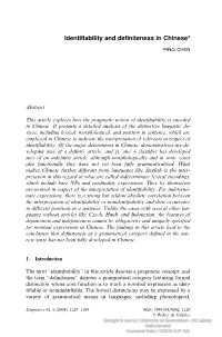Identifiability and Definiteness in Chinese*
