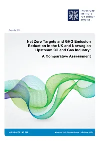 Net Zero Targets and GHG Emission Reduction in the UK and Norwegian Upstream Oil and Gas Industry: a Comparative Assessment