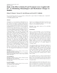 Study of the Effect of Sudan II and Treatment Water Coupled with Fe2+ in Modulating Hematological and Biochemical Changes in Rabbits’