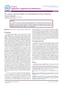 The Unique Natural Number Set and Distributed Prime Numbers