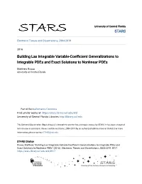 Building Lax Integrable Variable-Coefficient Generalizations to Integrable Pdes and Exact Solutions to Nonlinear Pdes