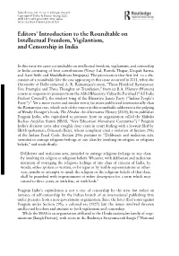 Editors' Introduction to the Roundtable on Intellectual Freedom