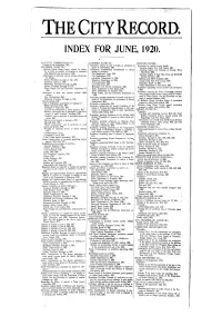 Index for June, 1920