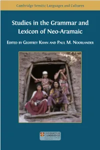 Studies in the Grammar and Lexicon of Neo-Aramaic