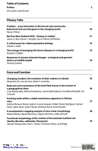 Table of Contents Plenary Talks Form and Function
