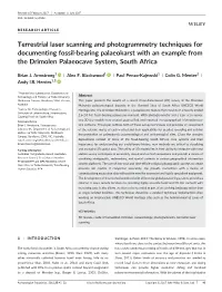 Terrestrial Laser Scanning and Photogrammetry Techniques for Documenting Fossil‐Bearing Palaeokarst with an Example from the Drimolen Palaeocave System, South Africa