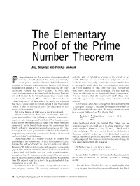The Elementary Proof of the Prime Number Theorem