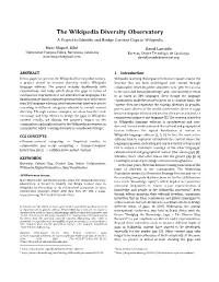 The Wikipedia Diversity Observatory a Project to Identify and Bridge Content Gaps in Wikipedia
