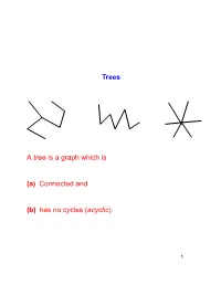 Trees a Tree Is a Graph Which Is (A) Connected and (B) Has No Cycles (Acyclic)