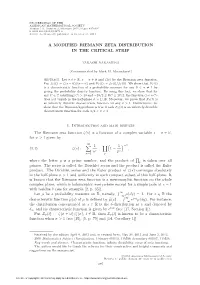 A Modified Riemann Zeta Distribution in the Critical Strip