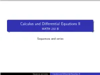 Calculus and Differential Equations II
