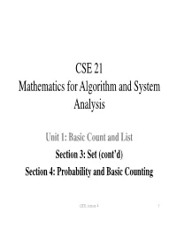 CSE 21 Mathematics for Algorithm and System Analysis