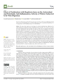 Effect of Fortification with Raspberry Juice on the Antioxidant And