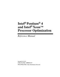 Intel Pentium 4 and Intel Xeon Processor Optimization