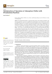 Optimisation of Operation of Adsorption Chiller with Desalination Function