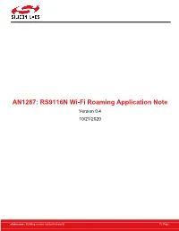 AN1287: RS9116N Wi-Fi Roaming Application Note Version 0.4 10/21/2020