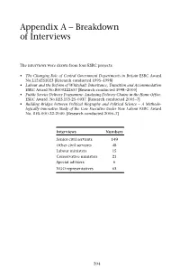 Appendix a – Breakdown of Interviews