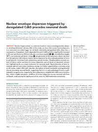 Nuclear Envelope Dispersion Triggered by Deregulated Cdk5 Precedes Neuronal Death