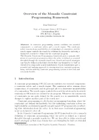 Overview of the Monadic Constraint Programming Framework