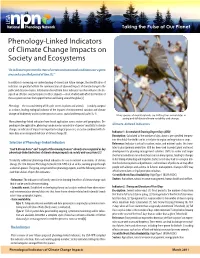 Phenology-Linked Indicators of Climate Change Impacts on Society and Ecosystems
