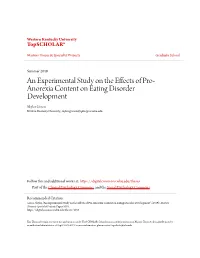 An Experimental Study on the Effects of Pro-Anorexia Content on Eating Disorder Development" (2019)
