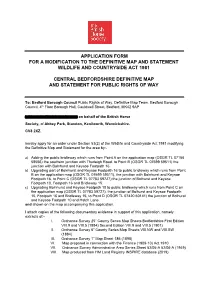 Application Form for a Modification to the Definitive Map and Statement Wildlife and Countryside Act 1981 Central Bedfordshire