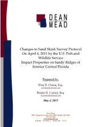 Changes to Sand Skink Survey Protocol on April 4, 2011 by the U.S