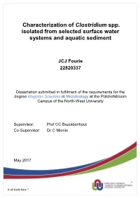 Characterization of Clostridium Spp. Isolated from Selected Surface Water Systems and Aquatic Sediment