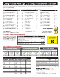 Compressor Package Quick Quote Reference Sheet This Sheet Is Meant Only As a Guide