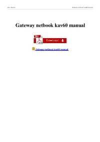 Gateway Netbook Kav60 Manual