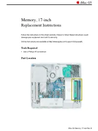 Imac G5 17" Memory Replacement Instructions (Do It Yourself Manual)