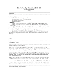 Libpad/Analog Controller FAQ 1.0 SCEA Developer Support 5/19/97