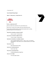 Seven Network Ratings Report Nov 19 to Nov 25