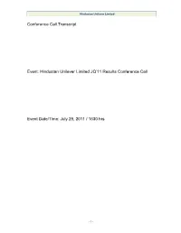 Transcript of Sonata Software Limited Conference Call