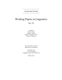 Working Papers in Linguistics
