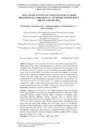 Anticancer Activity of N-Hexane Extract from Sphagneticola Trilobata (L.) J.F Pruski Against MCF-7 Breast Cancer Cell