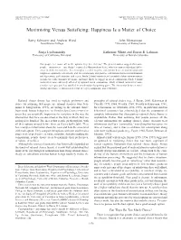 Maximizing Versus Satisficing: Happiness Is a Matter of Choice