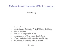 Multiple Linear Regression (MLR) Handouts