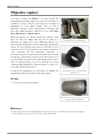 Objective (Optics) 1 Objective (Optics)