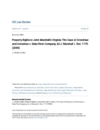 Property Rights in John Marshall's Virginia: the Case of Crenshaw and Crenshaw V