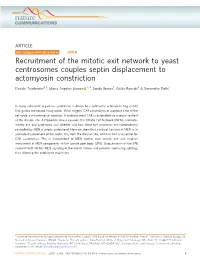 Recruitment of the Mitotic Exit Network to Yeast Centrosomes Couples Septin Displacement to Actomyosin Constriction