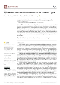 Systematic Review on Isolation Processes for Technical Lignin