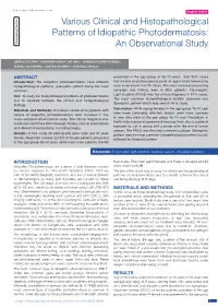 Various Clinical and Histopathological Patterns of Idiopathic Photodermatosis: an Observational Study