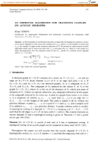 An Improved Algorithm for Transitive Closure on Acyclic Digraphs