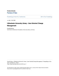Hildesheim University Library - User-Oriented Change Management