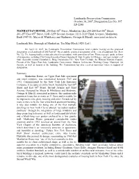 Landmarks Preservation Commission October 30, 2007, Designation List No